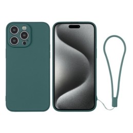 Custodia in Silicone Verde + Cinturino Da Polso iPhone 15 Pro Max