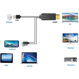 Cavo Trasmettitore Smartphone a TV USB 3.1 Type-C a HDMI MHL 4K